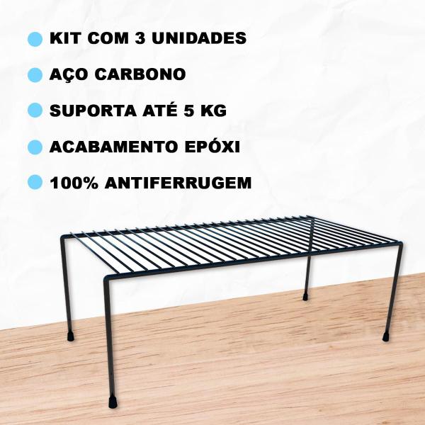 Imagem de Kit 3 Organizador para Casa Grande Prateleira Aço Reforçado