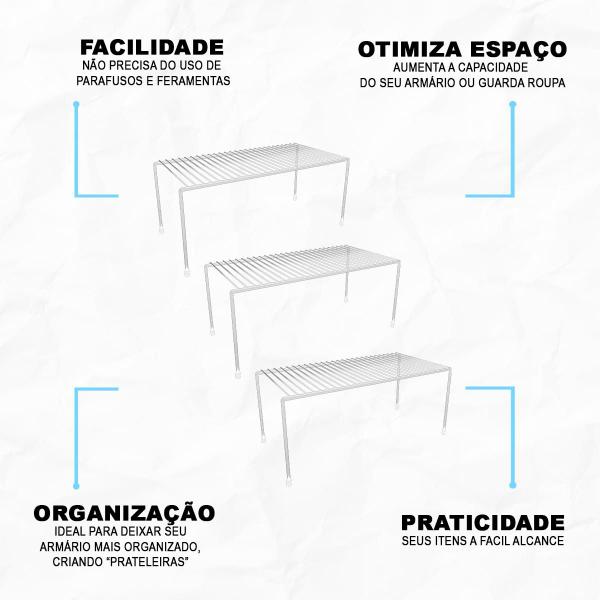 Imagem de Kit 3 Organizadores de Armário Cozinha Médio 32 cm DiCarlo