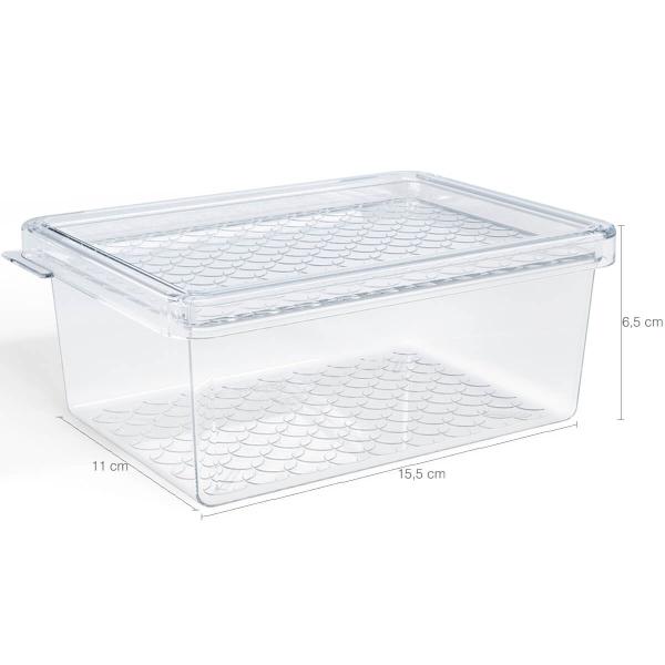 Imagem de Kit 3 Organizadores de Geladeira com Tampa 660ml Cozinha Multiuso Frutas Transparente UZ