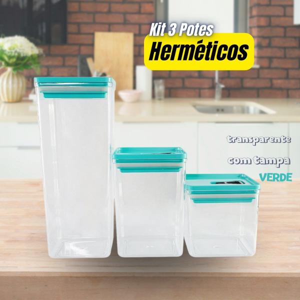 Imagem de Kit 3 Organizadores Herméticos 5L Cozinha Casa Cores