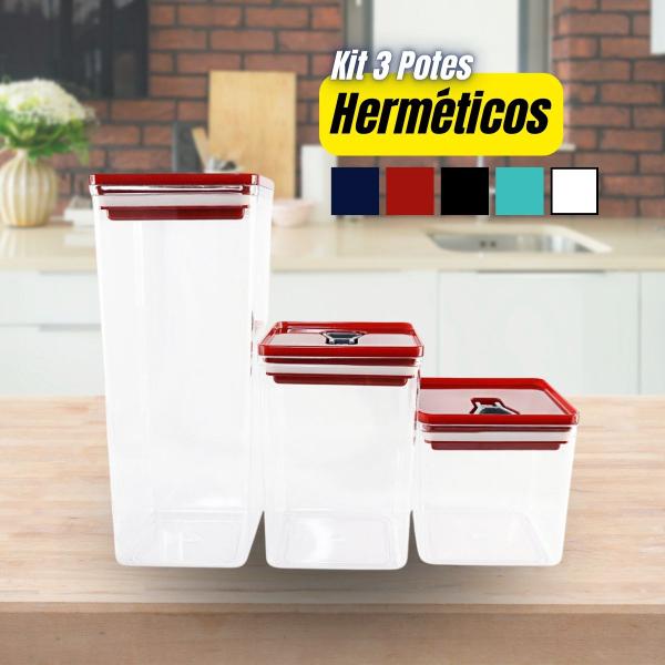 Imagem de Kit 3 Organizadores Herméticos 5L Cozinha Casa Cores