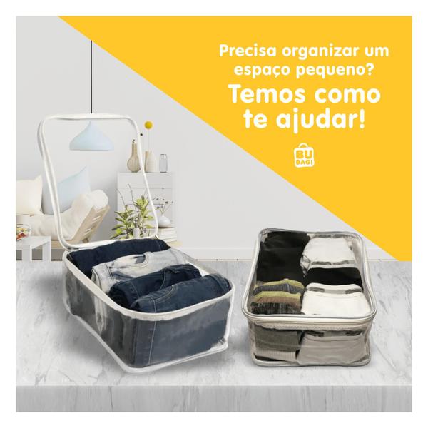 Imagem de Kit 3 Organizadores Multiuso Roupa Cama Transparente PVC Resistente C/Alça - TAM XG