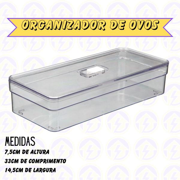 Imagem de Kit 3 Organizadores Retangular Transparente Baixo Resistente