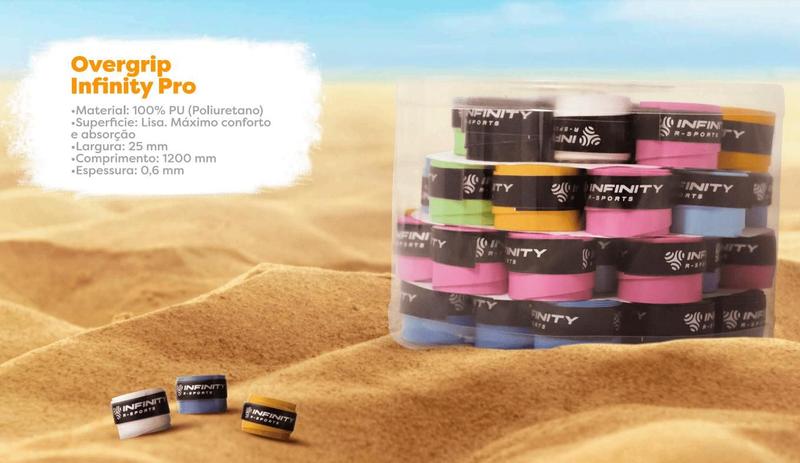 Imagem de Kit 3 Overgrip Infinity Beach Tennis Tênis Praia Colorido