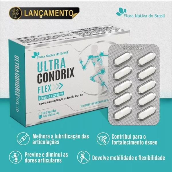 Kit 3 P Ultra Condrix Flex Msm, Vitamina K2, Colágeno Tipo II e Ácido Hialurônico - 60 Cápsulas Flora Nativa Imagem de Kit 3 P Ultra Condrix Flex Msm, Vitamina K2, Colágeno Tipo II e Ácido Hialurônico - 60 Cápsulas Flora Nativa