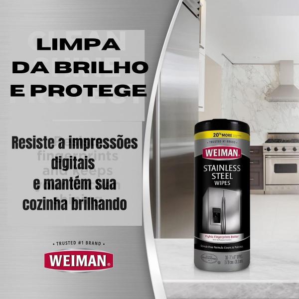 Imagem de Kit 3 pack Lenços de Limpeza p/ Aço Inoxidável Weiman 105und