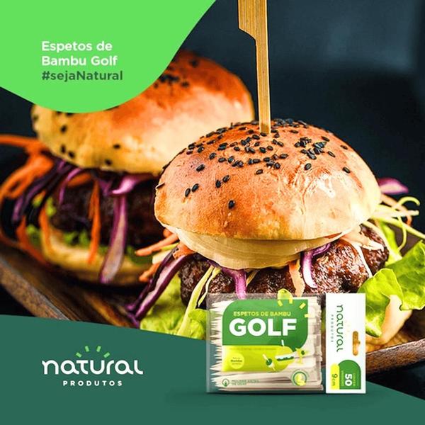 Imagem de Kit 3 Pacotes de Espeto de bambu Golf 9cm Natural com 50 unidades Ideal para lanches e Petiscos