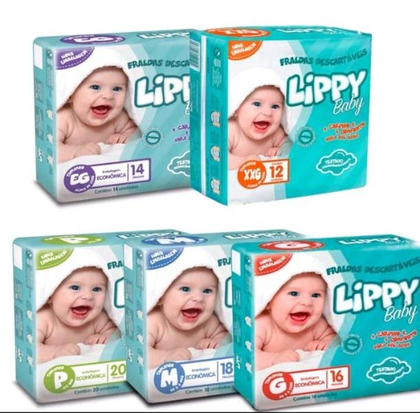 Imagem de Kit 3 Pacotes de  Fralda Infantil Lippy Baby   Direto da Fabrica