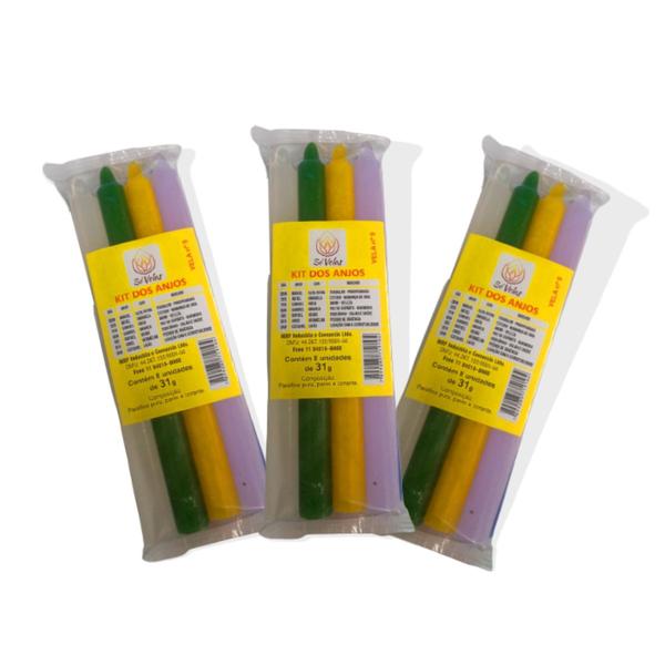 Kit 3 pacotes vela palito dos anjos 8 unidades - 18cm - Só Velas Imagem de Kit 3 pacotes vela palito dos anjos 8 unidades - 18cm