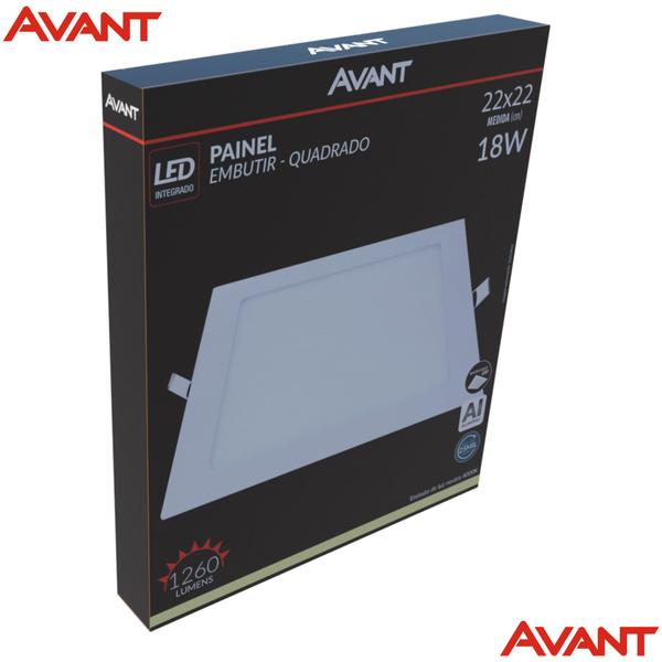 Imagem de Kit 3 Paineis de Led Embutir Quadrado Bivolt 22x22 18w 1260 Lumens Neutra Avant