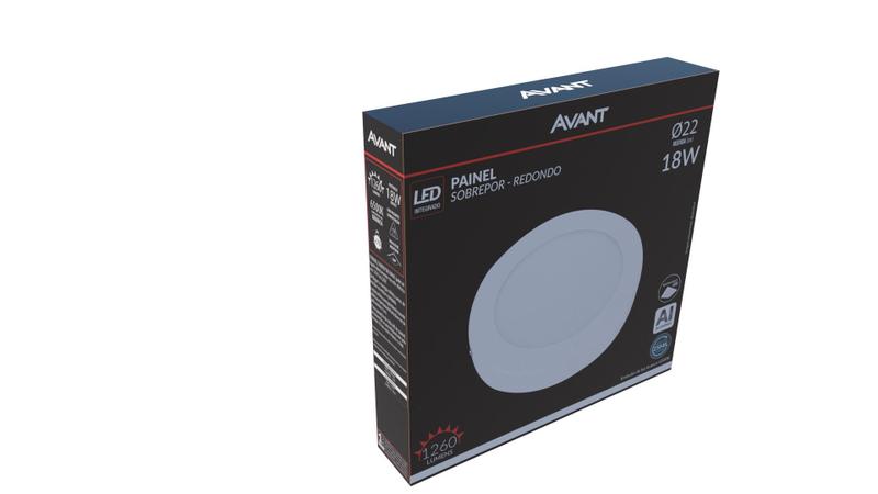 Imagem de Kit 3 Paineis Led Aluminio Sobrepor Redondo 18w Avant Bivolt