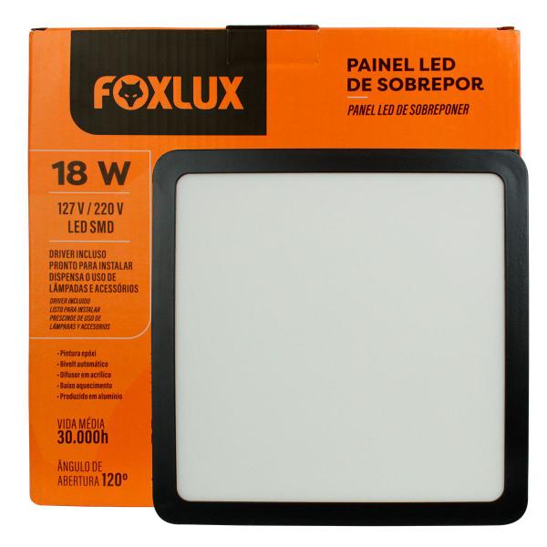 Imagem de Kit 3 Painel de LED 18 W 6500k Quad Sobrepor Bivolt Foxlux