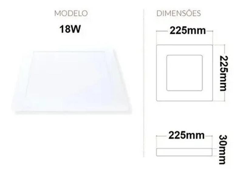 Imagem de Kit 3 Painel Led 18w Embutir Quadrado 6500k Luz Branca Frio