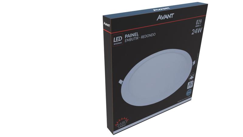 Imagem de Kit 3 painel led aluminio embutir redondo 24w avant