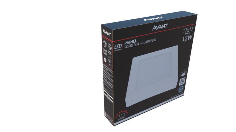 Imagem de Kit 3 painel led aluminio sobrepor quadrado 12w avant