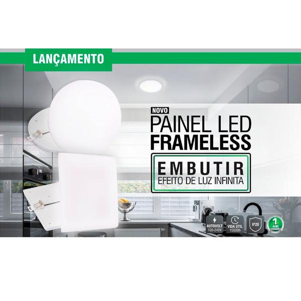 Imagem de Kit 3 Painel LED Frameless Embutir 12W Quadrado