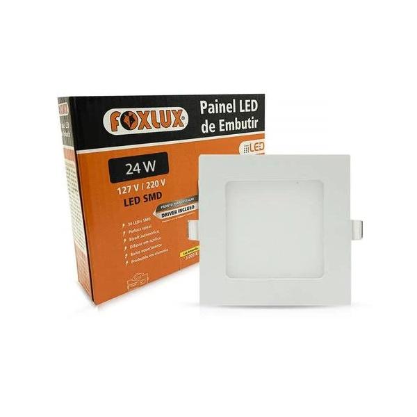 Imagem de Kit 3 Painel Led Quadrado Embutir 24W 3000K Bivolt Foxlux