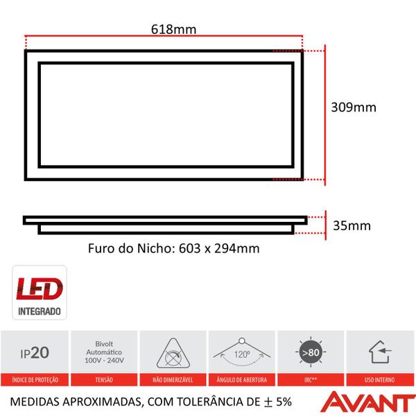 Imagem de Kit 3 Painel Plafon Preto Retangular Embutir 30x60cm 25w Branco Neutro 4000K