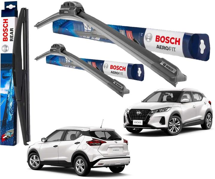 Imagem de Kit 3 Palheta Limpador Parabrisa Original Bosch Nissan Kicks SL SV 2016 2017 2018 2019 2020