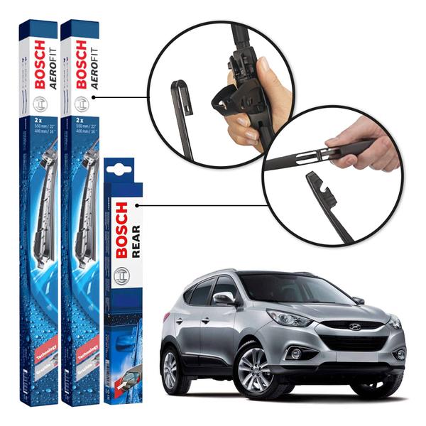 Imagem de Kit 3 Palhetas Dianteiras + Traseira Original Bosch Hyundai Ix35 2011 a 2019