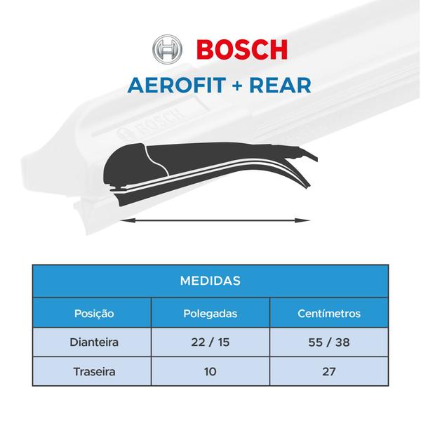 Imagem de Kit 3 Palhetas Dianteiras + Traseira Original Bosch Volkswagen Fox 2010 a 2012