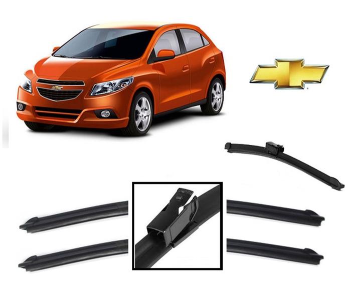 Imagem de Kit 3 Palhetas Limpador de Parabrisa Dianteiro + Traseiro Chevrolet Onix 2012 a 2018