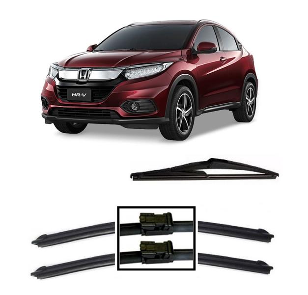 Imagem de Kit 3 Palhetas Limpador de Parabrisa Dianteiro + Traseiro Honda Hrv 2018 2019 2020 2021