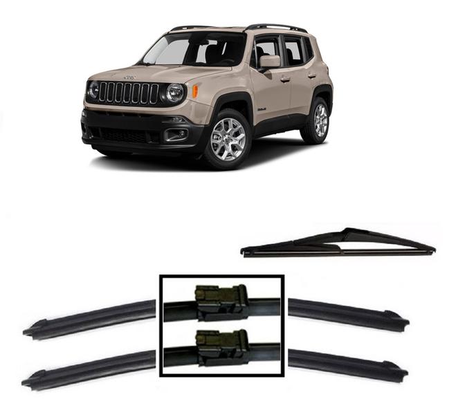 Imagem de Kit 3 Palhetas Limpador de Parabrisa Dianteiro + Traseiro JEEP Renegade ano 2015 / 2015