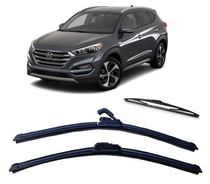 Imagem de Kit 3 Palhetas Limpador de Parabrisa Dianteiro + Traseiro Nova Hyundai Tucson 2017 ate 2021