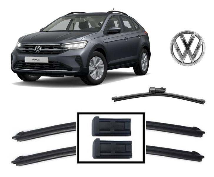 Imagem de Kit 3 Palhetas Limpador de Parabrisa Dianteiro + Traseiro Volkswagen Nivus 2021 2022 2023