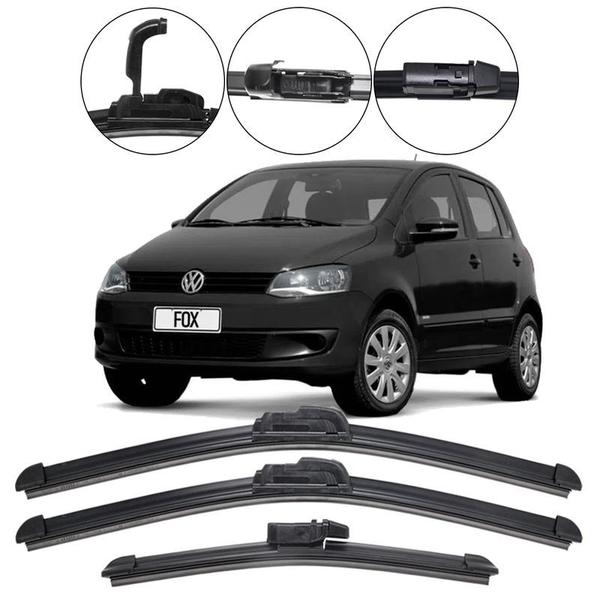 Imagem de Kit 3 Palhetas Limpador Parabrisa Dianteiro + Traseiro VW Fox 2010 - 2012