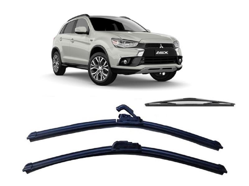 Imagem de Kit 3 Palhetas para Limpador de Parabrisa Dianteito + Traseiro para Mitsubishi ASX ano 2011 ate 2020