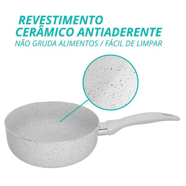 Imagem de Kit 3 Panela Cerâmica Antiaderente Ibiza Vanilla Branca 18cm