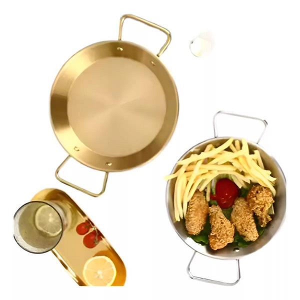 Imagem de Kit 3 Panelas Pergaminho Paella Dourado 30cm Inox Frigopro