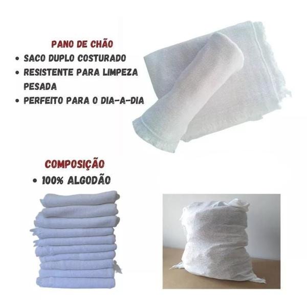 Imagem de Kit 3 panos de chão saco branco para faxina