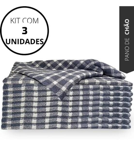 Imagem de Kit 3 panos de chão saco xadrez para casa