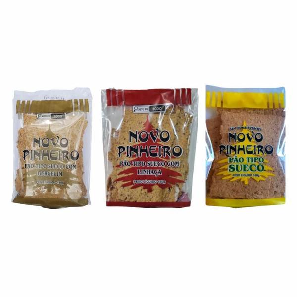 Kit 3 Pão Sueco Novo Pinheiro: Tradicional, Gergelim, Linhaça Imagem de Kit 3 Pão Sueco Novo Pinheiro: Tradicional, Gergelim, Linhaça