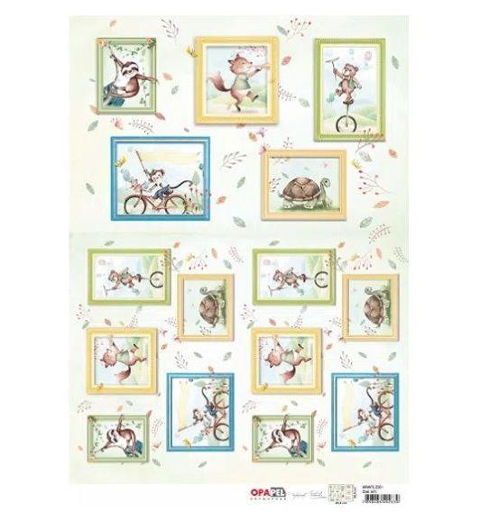 Imagem de Kit 3 Papel Decoupage Opapel 30x45cm Infantil Zoo I 3075 Opa