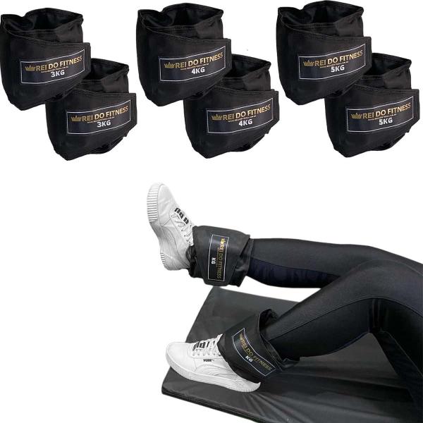 Kit 3 Pares Caneleiras Tornozeleiras Peso Treino Academia Musculação 3 ao 5kg - Rei do Fitness Imagem de Kit 3 Pares Caneleiras Tornozeleiras Peso Treino Academia Musculação 3 ao 5kg