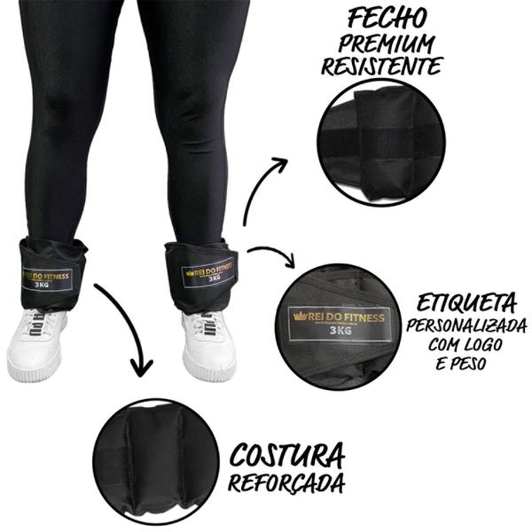 Kit 3 Pares Caneleiras Tornozeleiras Peso Treino Academia Musculação 3 ao 5kg - Rei do Fitness Imagem de Kit 3 Pares Caneleiras Tornozeleiras Peso Treino Academia Musculação 3 ao 5kg