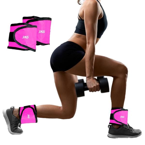 Imagem de Kit 3 Pares de Caneleira Peso Azul Perna de 1kg 3kg Rosa Treino Fitness Funcional Tornozeleira