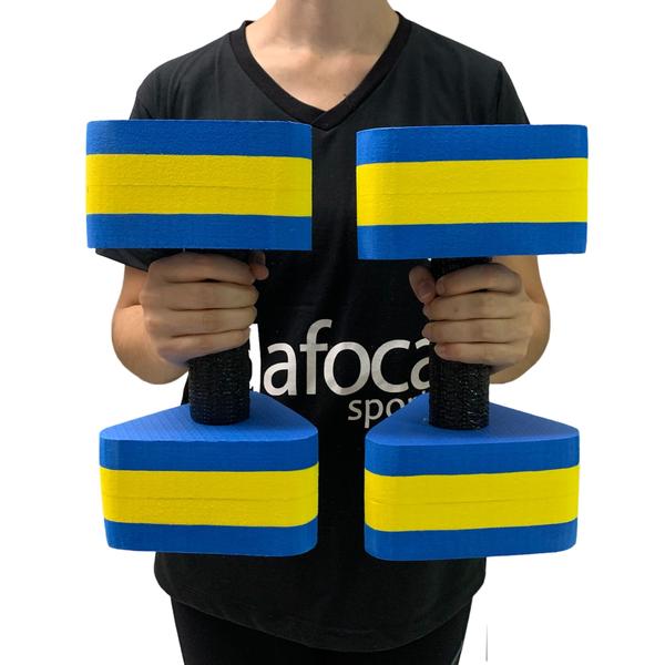 Imagem de Kit 3 Pares de Halteres Hidroginástica Em EVA 3 A 4 Kg DF4013-AZ Azul/Amarelo Dafoca Sports