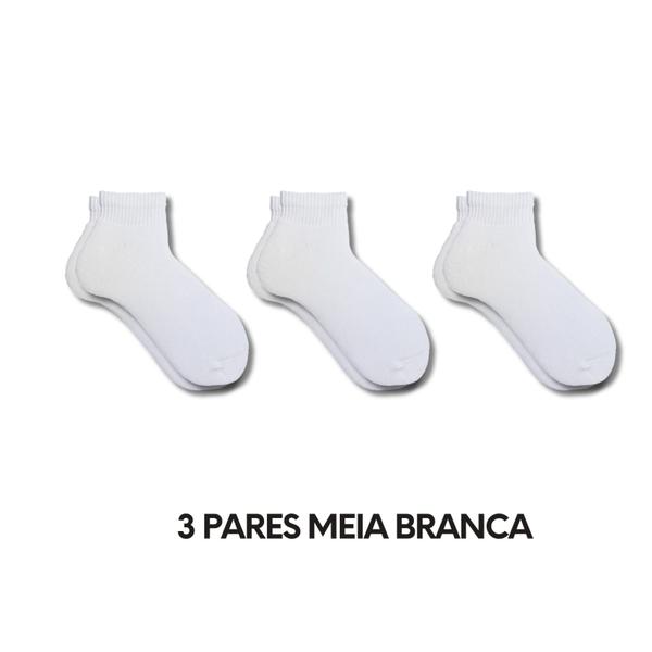 Imagem de Kit 3 Pares de Meia Cano Curto Esportiva Atoalhada UNISSEX