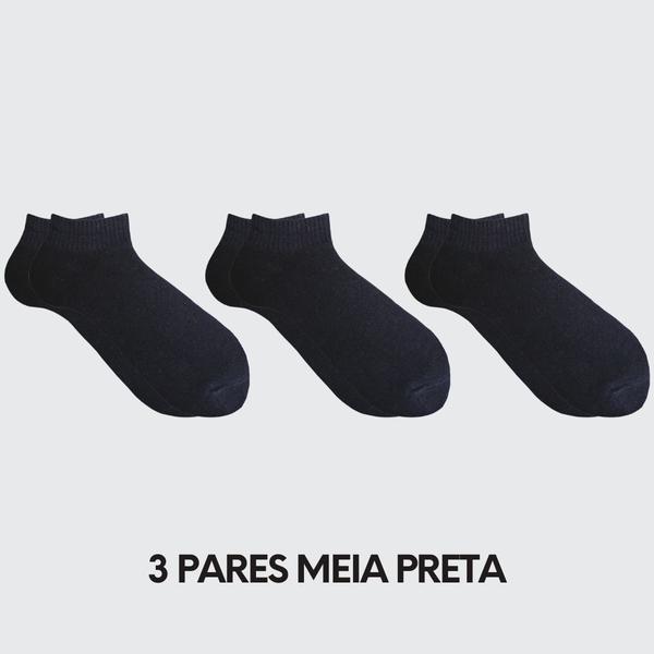 Imagem de Kit 3 Pares de Meia Cano Curto Esportiva Atoalhada UNISSEX