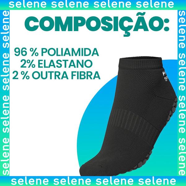 Imagem de Kit 3 Pares De Meias Antiderrapante Para Pilates Hidro Hidroginastica Preto