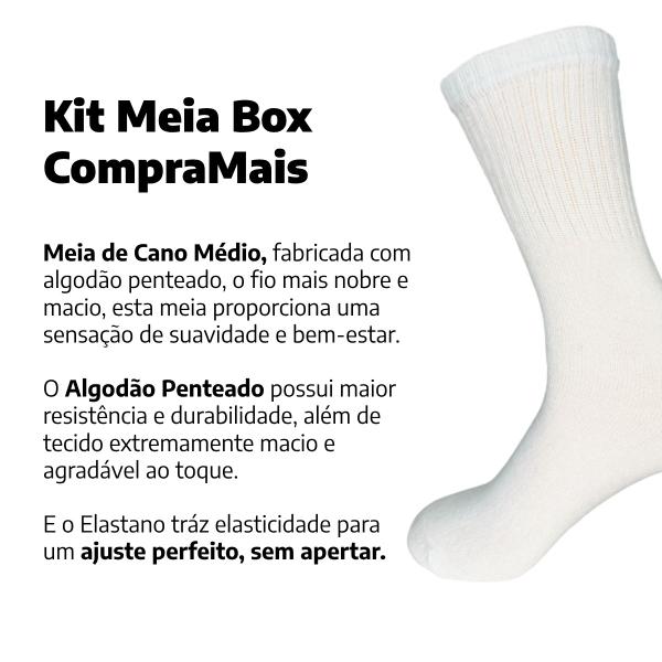 Imagem de Kit 3 Pares de Meias Compramais Cano Médio Algodão Branco