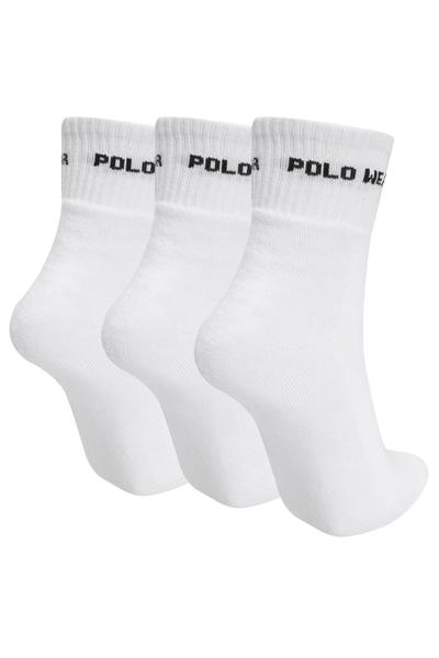 Imagem de Kit 3 Pares de Meias Femininas Cano Alto Polo Wear Branco