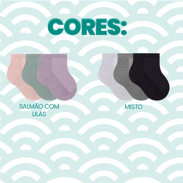 Imagem de Kit 3 Pares De Meias Selene Infantil Cano Curto Algodão