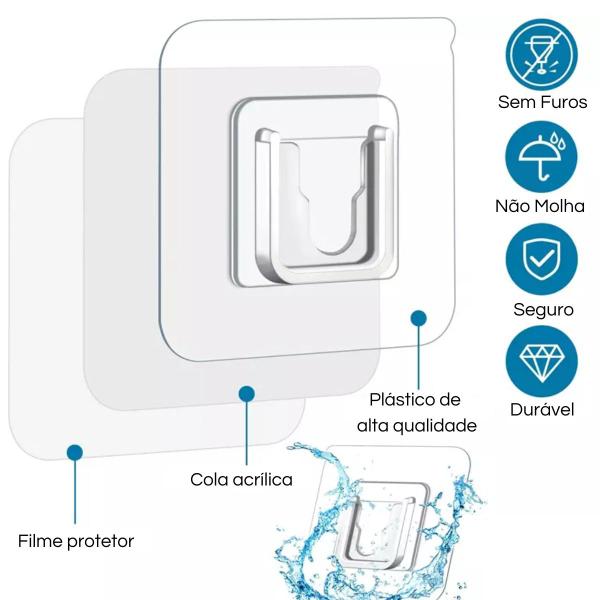 Imagem de Kit 3 Pares Gancho Organizador Autoadesivo Pendurar Multiuso