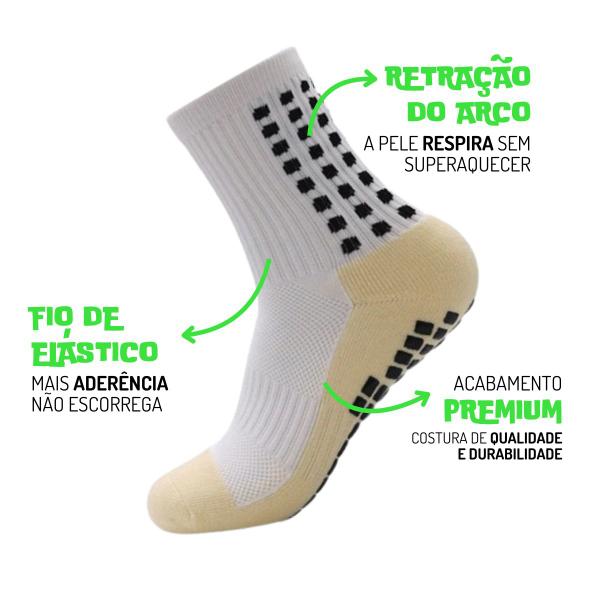 Imagem de Kit 3 Pares Meias Antiderrapante Futebol Pro Socks Esportiva Academia Cross Futsal Unissex